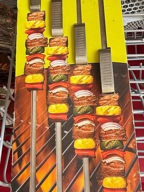 Heavy-Duty Stainless Steel BBQ Skewers - Silver